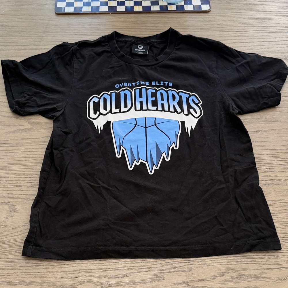 OVERTIME KIDS (sz Youth L) Cold Hearts Varsity Logo Tshirt